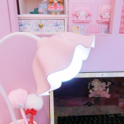 Lovely 3 Levels Dimmer Reading Table Lamp pink ruffled shade LED desk lamp for bedroom on Tampa Home & Garden Store