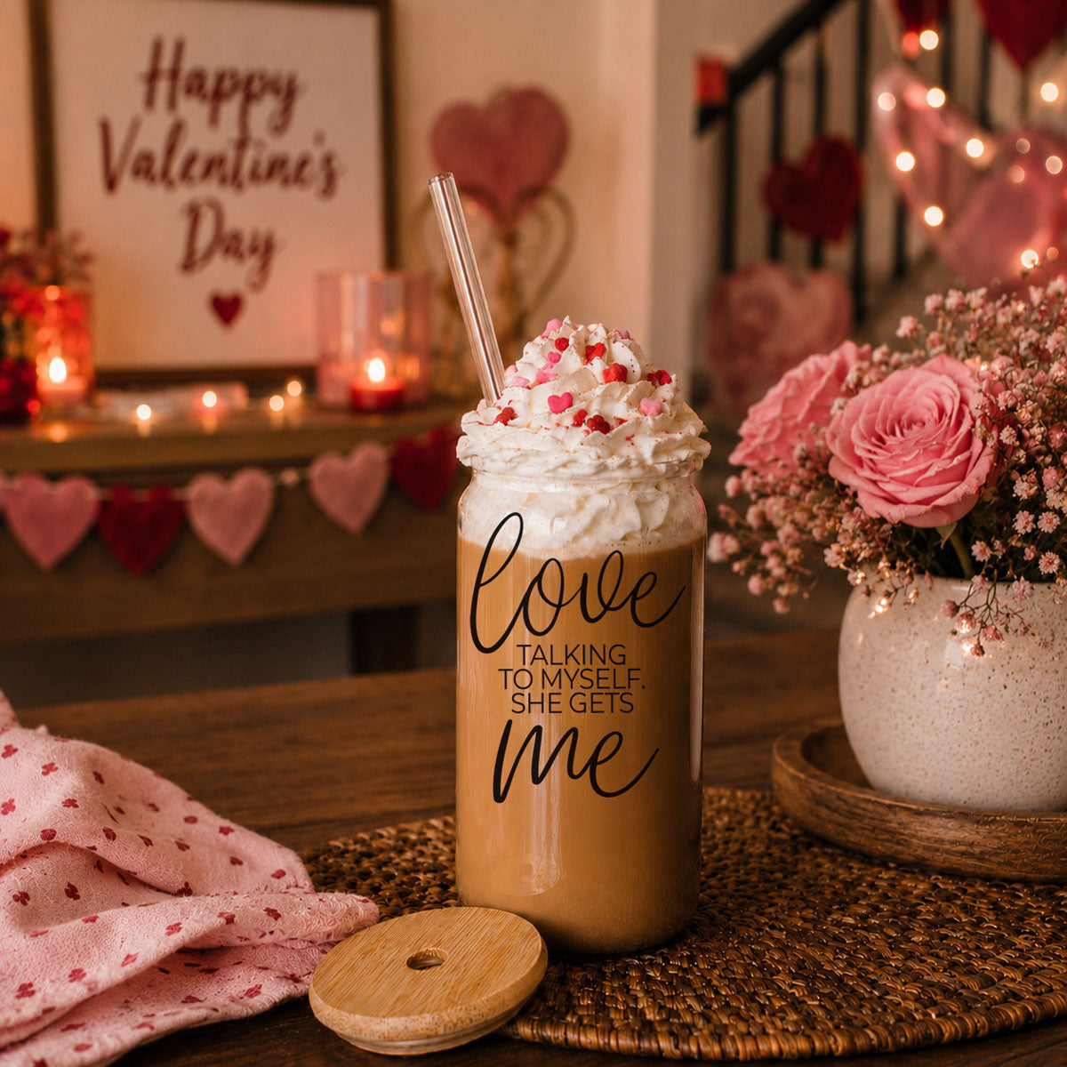 Love ME 20oz glass tumbler in bronze gradient finish by Gia Roma, drinkware on Tampa Home & Garden Store