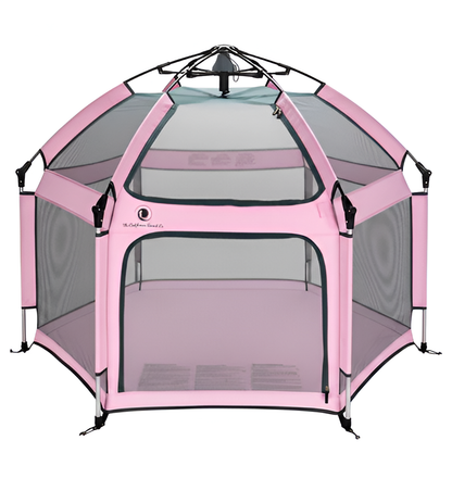 Pop 'N Go Playpen pink play yard with gray mesh walls by The California Beach Company LLC on Tampa Home & Garden Store