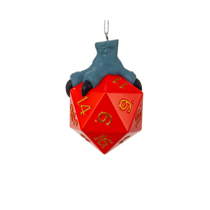 Ornement de griffe de Donjons et Dragons tenant des dés rouges