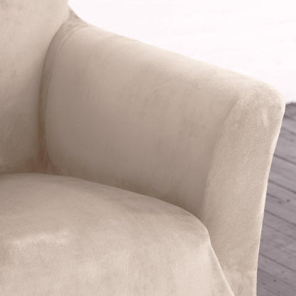 Velvet Stretch Slipcover Gale Collection beige velvet by Great Bay Home on Tampa Home & Garden Store