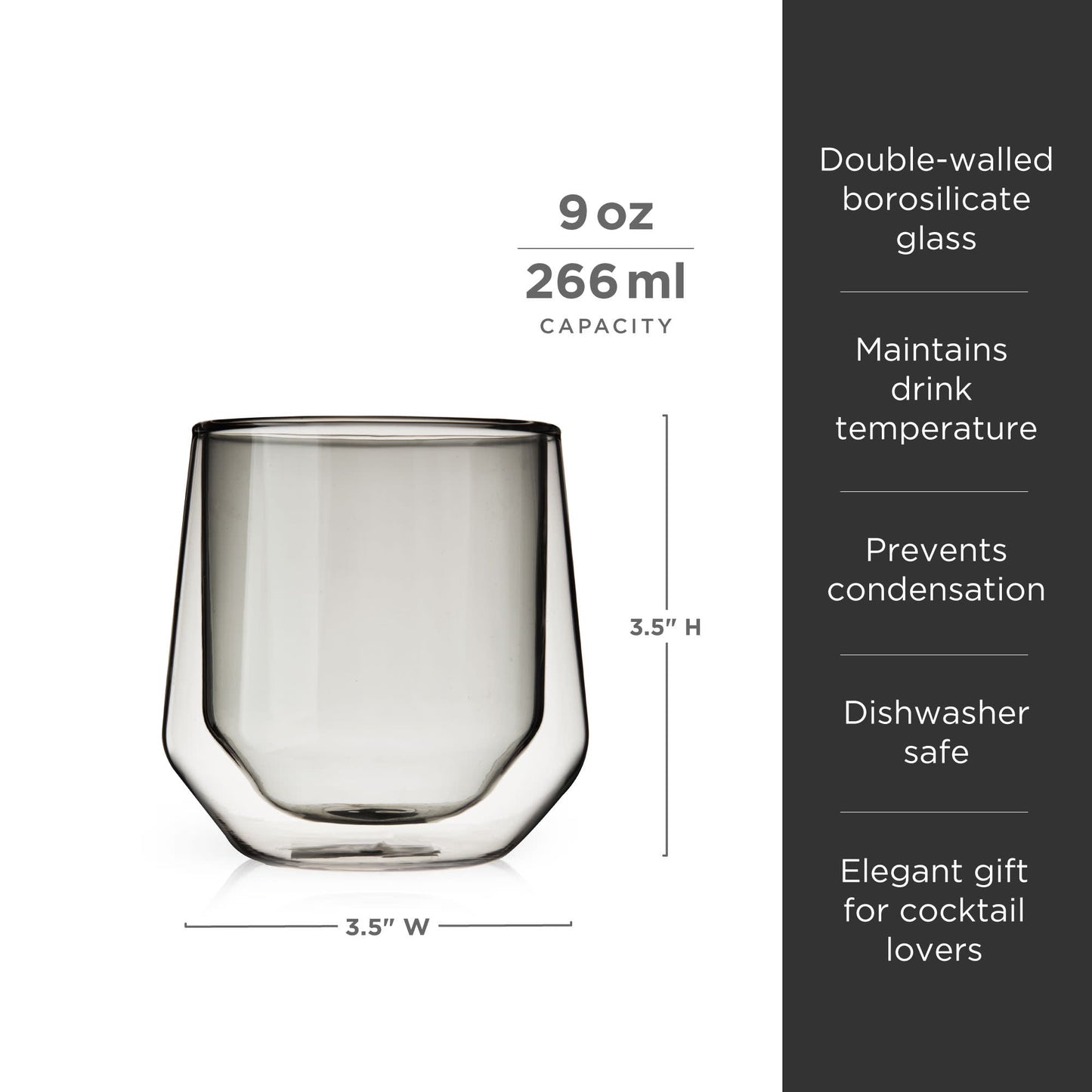 Aurora Set of Smoke Grey Double Walled Tumblers