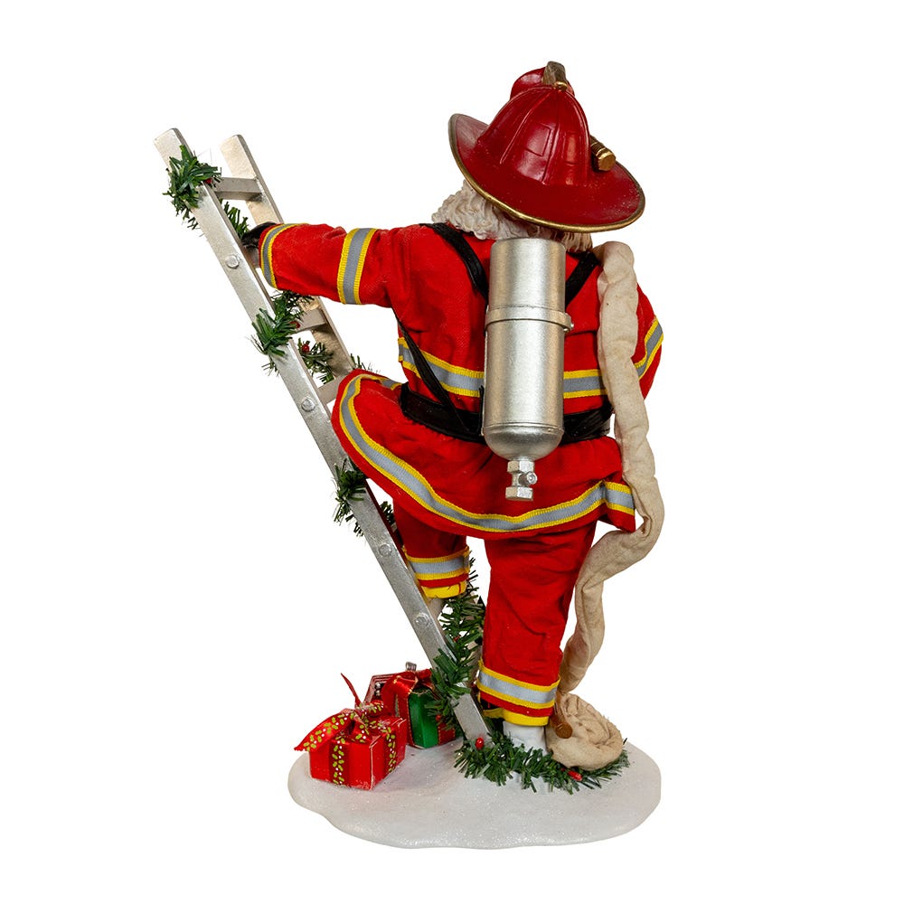 Fabriche Bombero Papá Noel en Escalera - 11.5 pulgadas