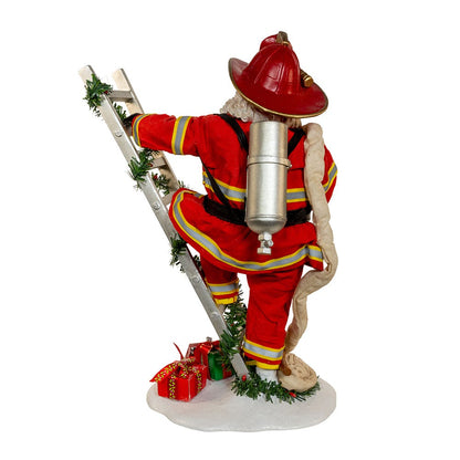 Fabriche Bombero Papá Noel en Escalera - 11.5 pulgadas