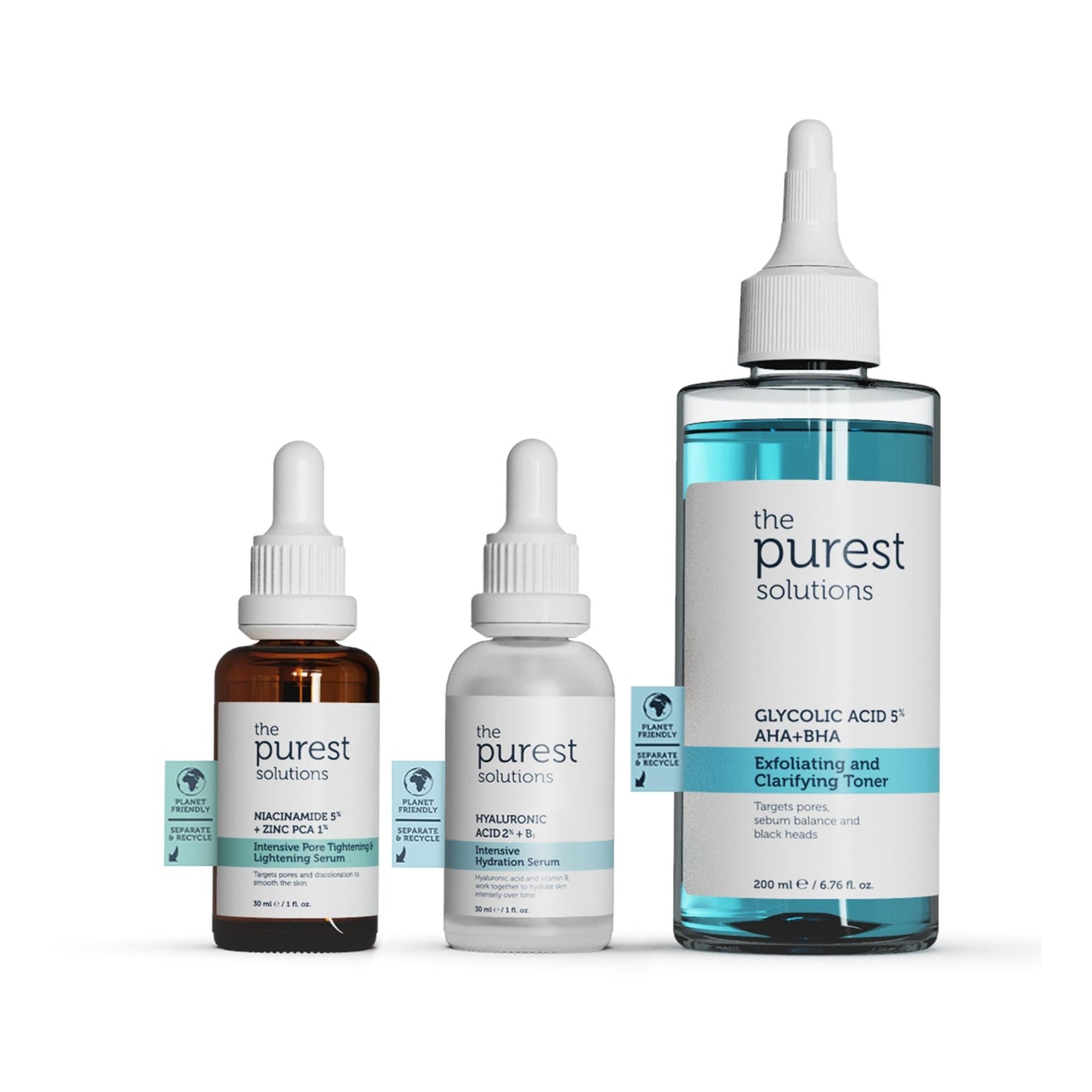 Acne treatment kit by Beauty Care Bag with The Purest Solutions serums and glycolic toner, 4-bottle set on Tampa Home & Garden Store