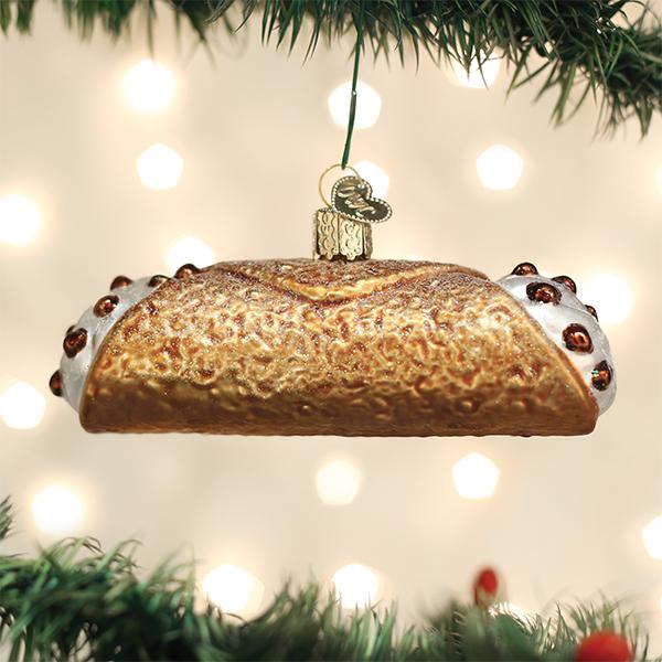 Adorno de cristal con forma de cannoli