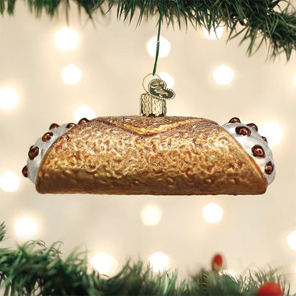 Adorno de cristal con forma de cannoli