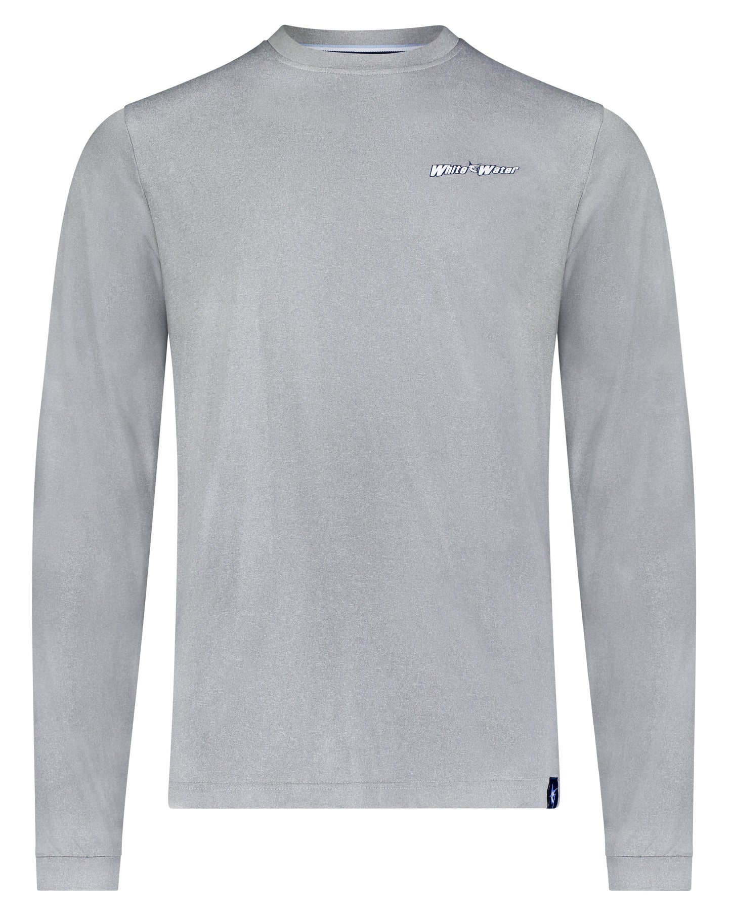 Bass Graphic Performance Tee long sleeve gray shirt by White Water Life with chest logo on Tampa Home & Garden Store