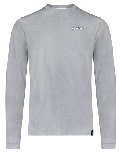 Bass Graphic Performance Tee long sleeve gray shirt by White Water Life with chest logo on Tampa Home & Garden Store