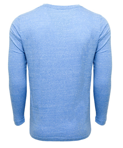 Oasis LS Tee back view long sleeve shirt in heather blue by White Water Life on Tampa Home & Garden Store