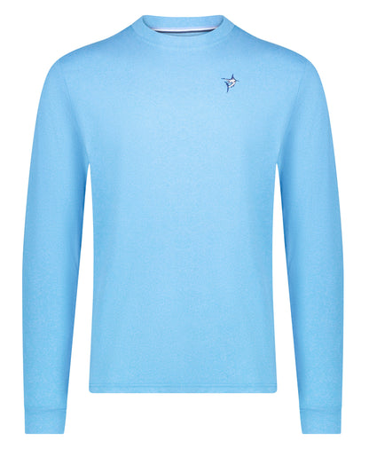 Dockside Performance Long Sleeve light blue shirt with White Water Life logo on chest on Tampa Home & Garden Store