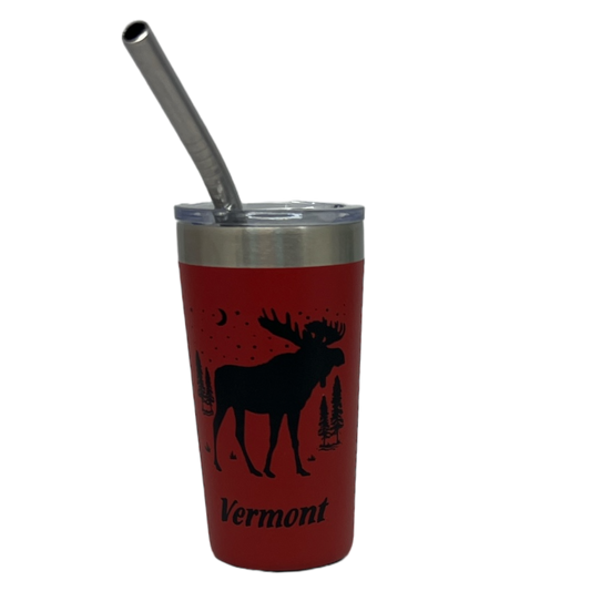 Vaso de chupito Vermont Moose de acero inoxidable de 2 oz - Rojo