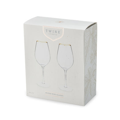 Dazzling Gilded Rim Wine Glasses and Pair