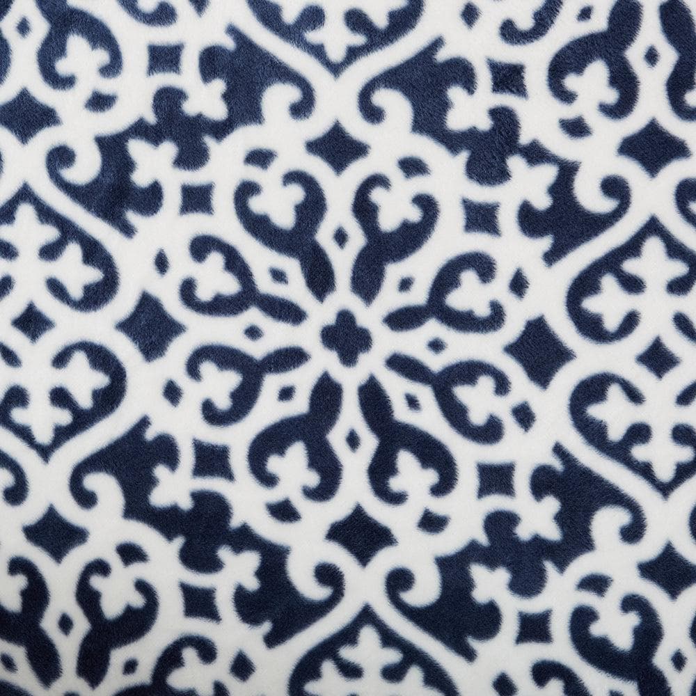 Velvet Stretch Slipcover Gale Collection navy white damask print by Great Bay Home on Tampa Home & Garden Store
