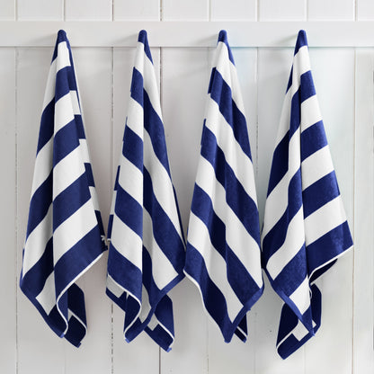 Cotton And Velour Cabana Stripe Beach Towel