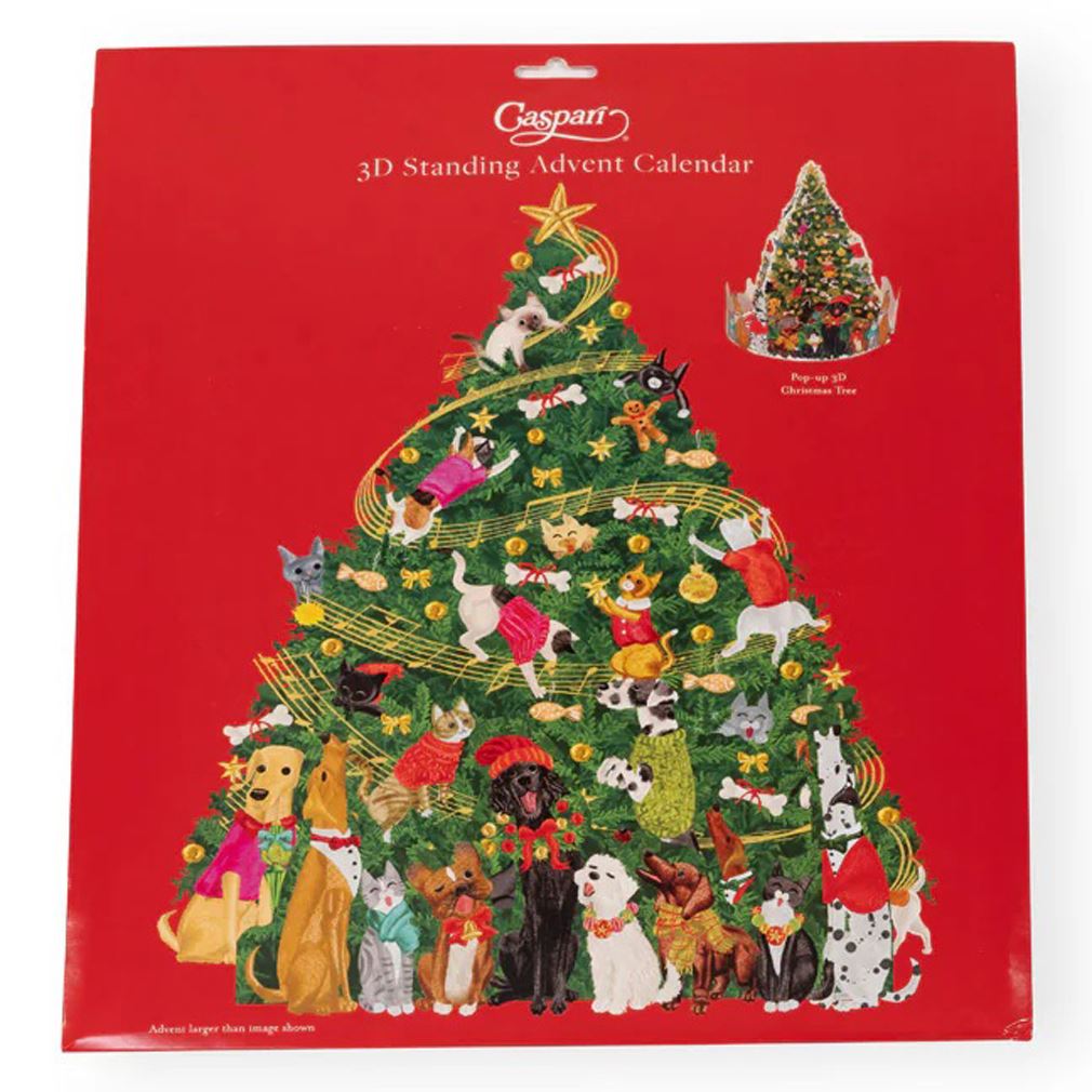 Arbre de Noël avec animaux chantant des chants de Noël Calendrier de l'Avent 3D