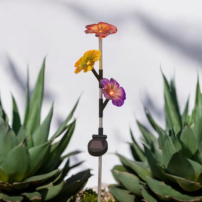 Piquet de jardin fleuri éclairé à l'énergie solaire de 71 cm de haut