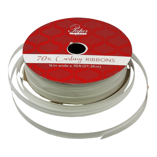 1/8 Inch Curling Ribbon - 70 Feet Long - White