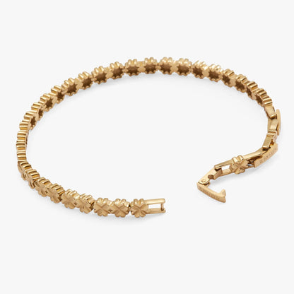 Lucky Clover Charm Tennis Bracelet by Alex and Ani in goldtone with clover links on Tampa Home & Garden Store
