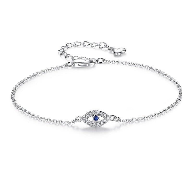 Stevvex eye bracelet in sterling silver with cubic zirconia pavé and center stone, adjustable on Tampa Home & Garden Store