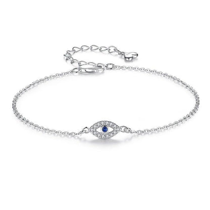 Stevvex eye bracelet in sterling silver with cubic zirconia pavé and center stone, adjustable on Tampa Home & Garden Store