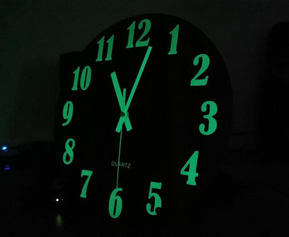 Luminous wall clock, 12-inch, green glow numbers and hands, silent quartz, battery powered on Tampa Home & Garden Store