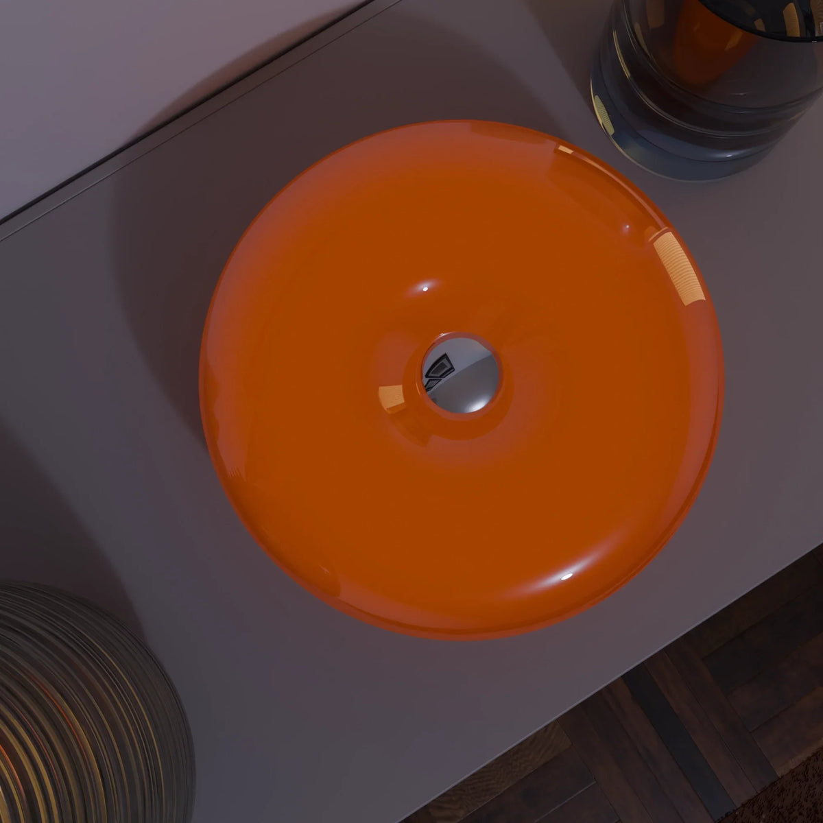 Lumo Donut Glass LED table lamp orange glass with glossy finish by Moktan Sabai on Tampa Home & Garden Store