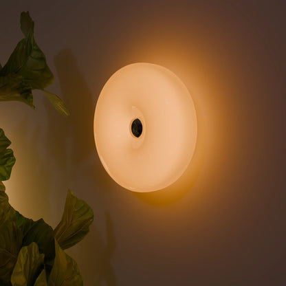 Lumo Donut Glass LED table/wall lamp by Moktan Sabai; round frosted shade with warm glow on Tampa Home & Garden Store
