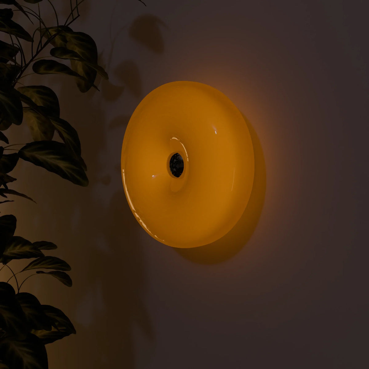 Lumo Donut Glass LED table/wall lamp by Moktan Sabai, yellow glass accent lighting on Tampa Home & Garden Store