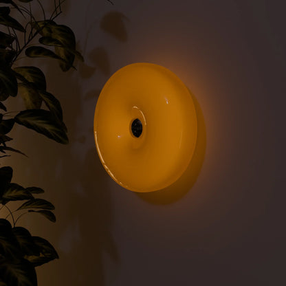 Lumo Donut Glass LED table/wall lamp by Moktan Sabai, yellow glass accent lighting on Tampa Home & Garden Store