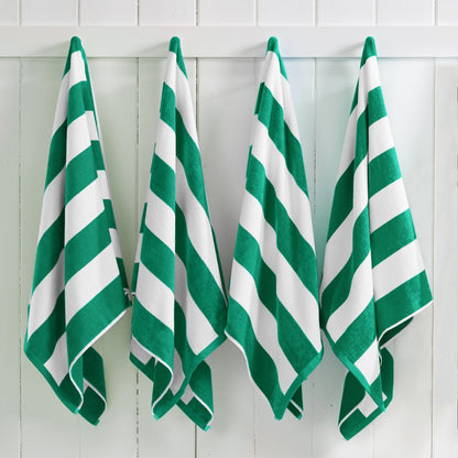 Cotton And Velour Cabana Stripe Beach Towel