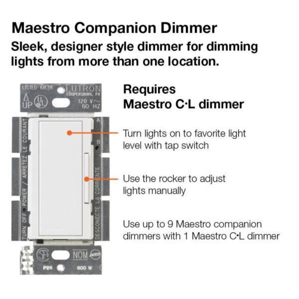 Kit de interruptor con atenuador digital de múltiples ubicaciones Lutron Maestro CL, color blanco