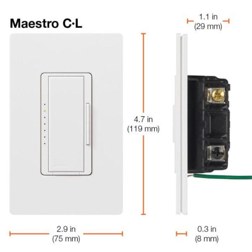 Kit de interruptor con atenuador digital de múltiples ubicaciones Lutron Maestro CL, color blanco