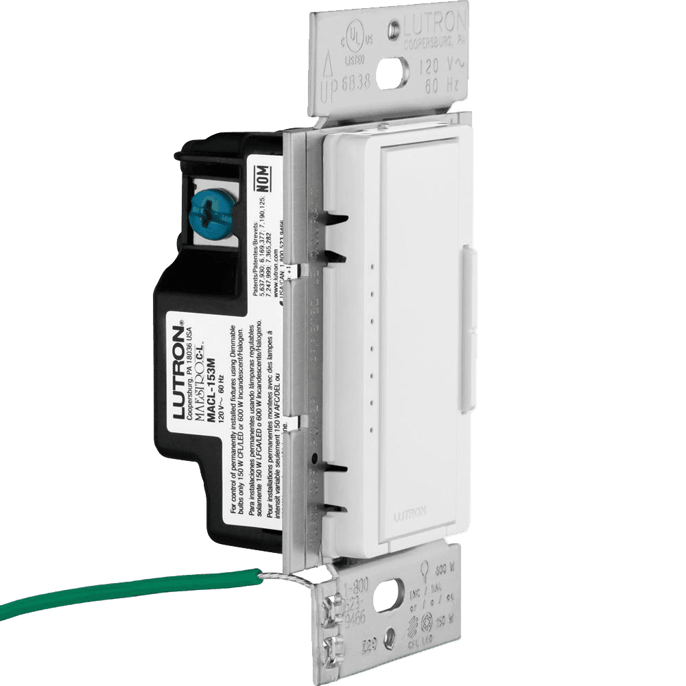 Kit de interruptor con atenuador digital de múltiples ubicaciones Lutron Maestro CL, color blanco