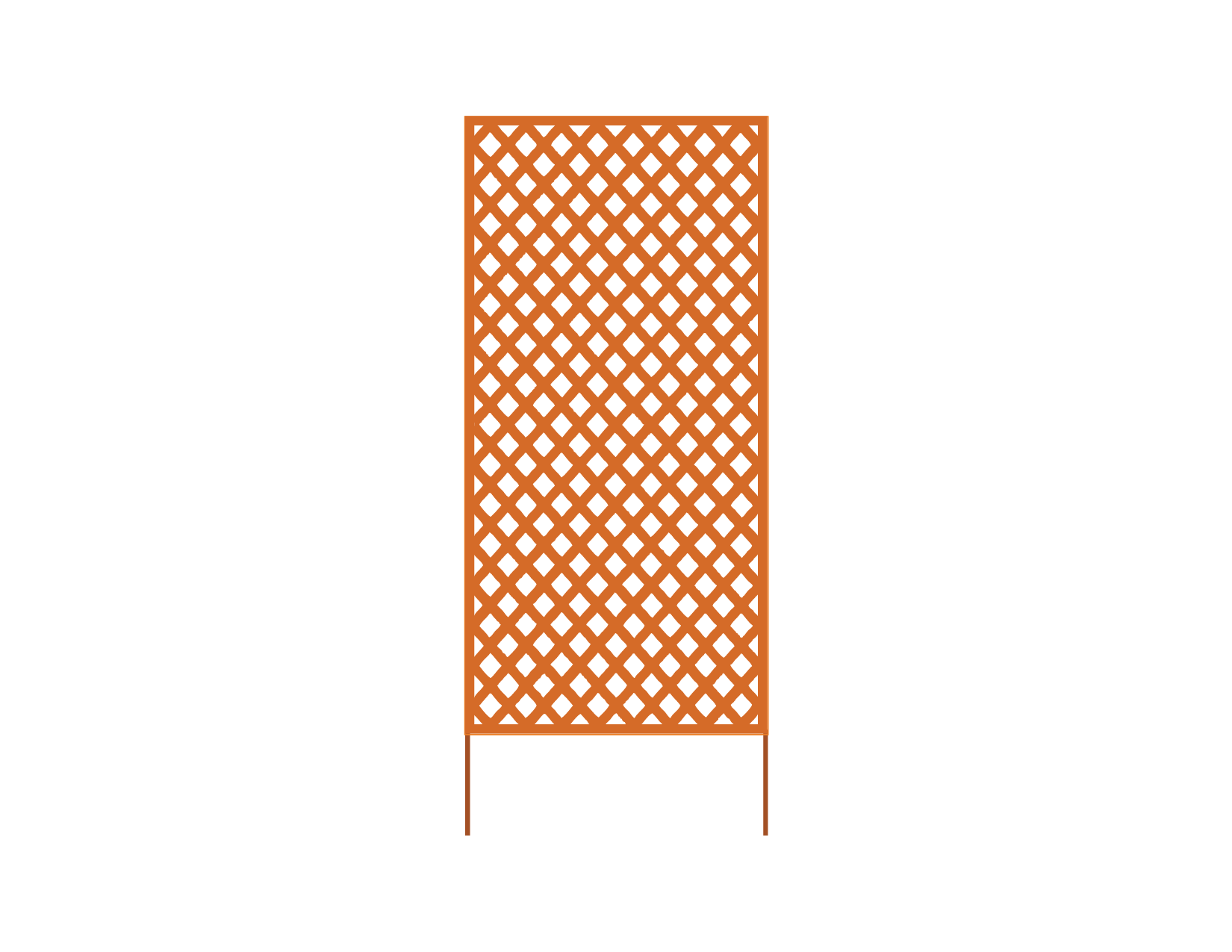 Outdoor metal privacy panel Rustica Ornamentals lattice in heavy-duty rust-orange steel on Tampa Home & Garden Store