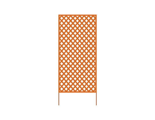 Outdoor metal privacy panel Rustica Ornamentals lattice in heavy-duty rust-orange steel on Tampa Home & Garden Store