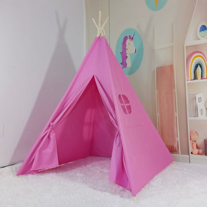 Kids Cotton Teepee Play Tent with Fairy Lights in pink for indoor playroom on Tampa Home & Garden Store