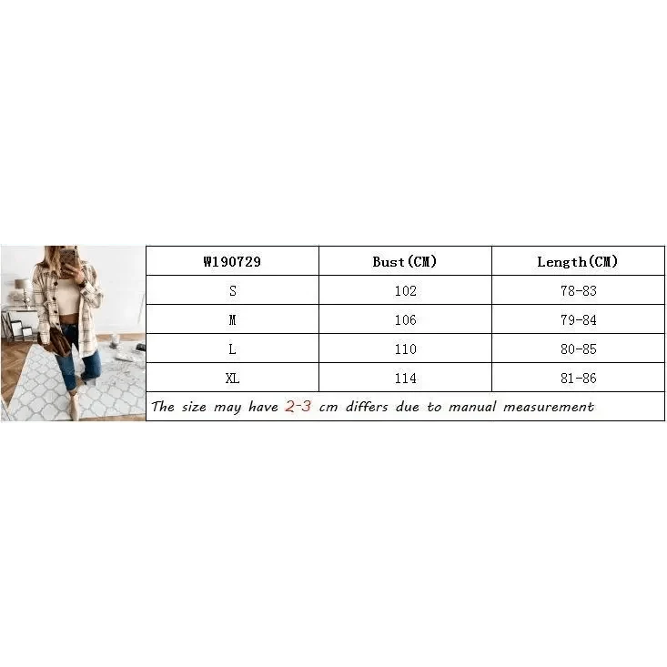 Stevvex plaid long-sleeve women's coat with lapel in beige plaid outerwear ST93382IXU on Tampa Home & Garden Store
