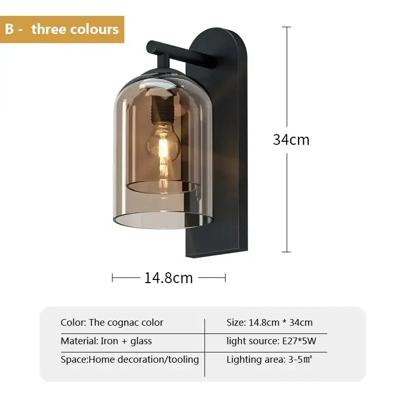 Decorbites luxury amber glass wall sconce with black iron backplate on Tampa Home & Garden Store