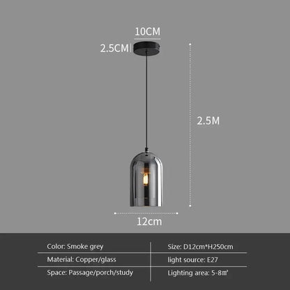 Amber glass pendant light by Decorbites with smoked grey shade, black canopy, E27 bulb on Tampa Home & Garden Store