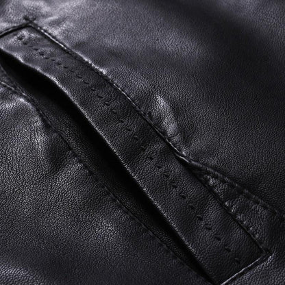 Stevvex black PU leather bomber jacket close-up strap detail on Tampa Home & Garden Store