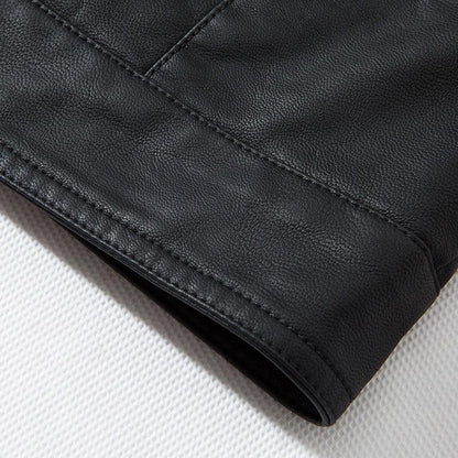 Men's black PU leather bomber jacket cuff close-up Stevvex on Tampa Home & Garden Store