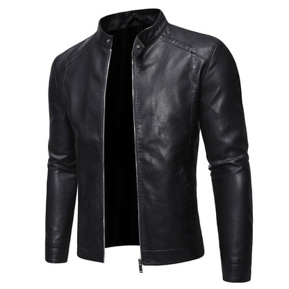 PU leather bomber jacket for men in black, slim fit on Tampa Home & Garden Store