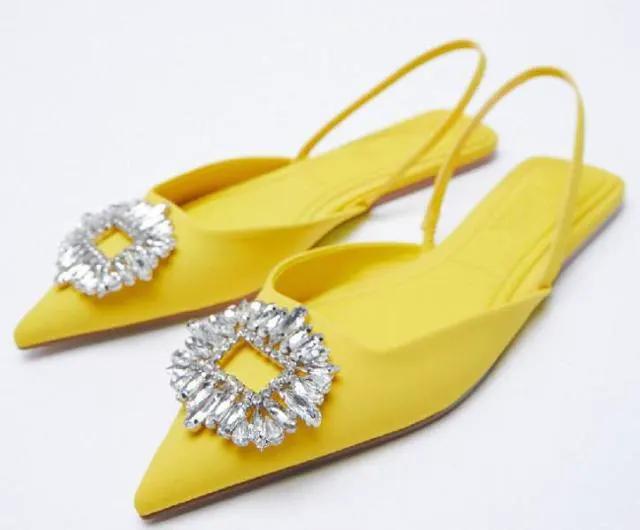 Rhinestone Pointed Toe Slip On Flats for Women