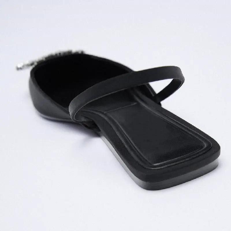 Rhinestone Pointed Toe Slip On Flats for Women