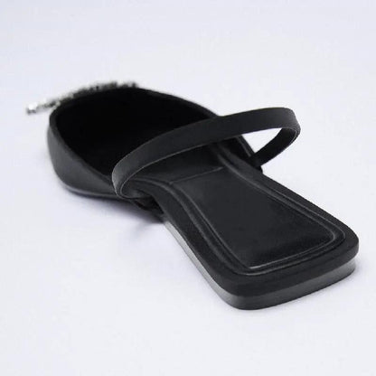 Rhinestone Pointed Toe Slip On Flats for Women