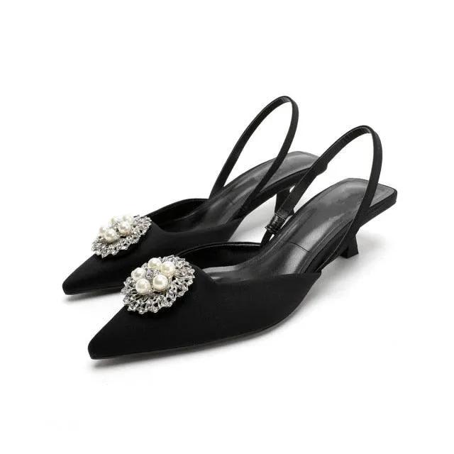 Rhinestone Pointed Toe Slip On Flats for Women