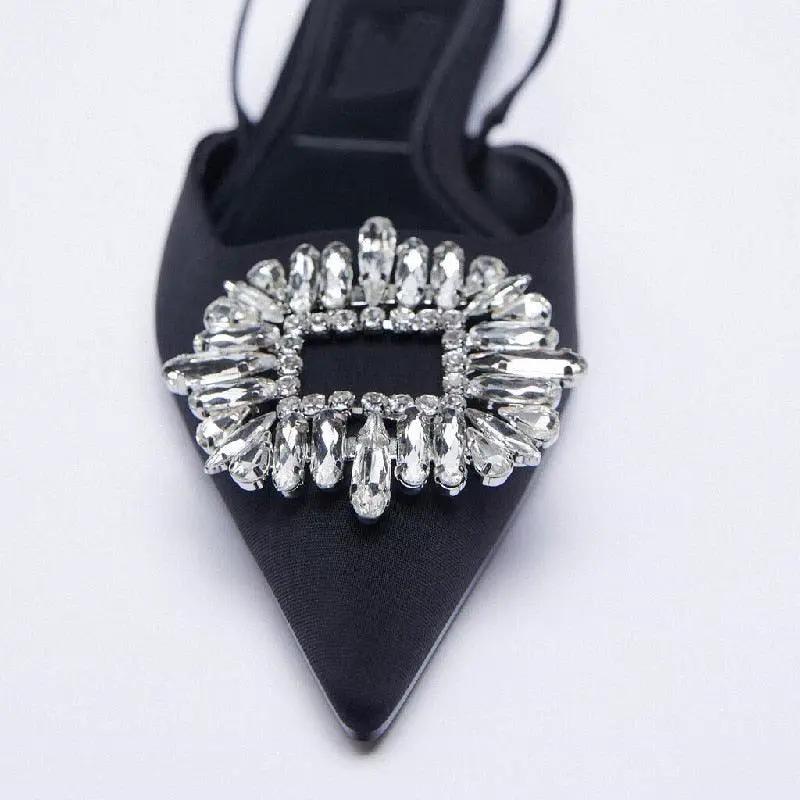 Rhinestone Pointed Toe Slip On Flats for Women