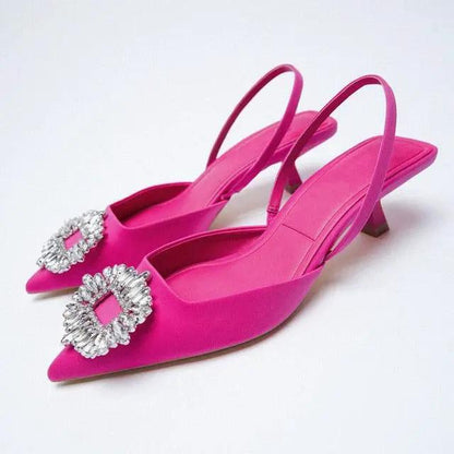 Rhinestone Pointed Toe Slip On Flats for Women