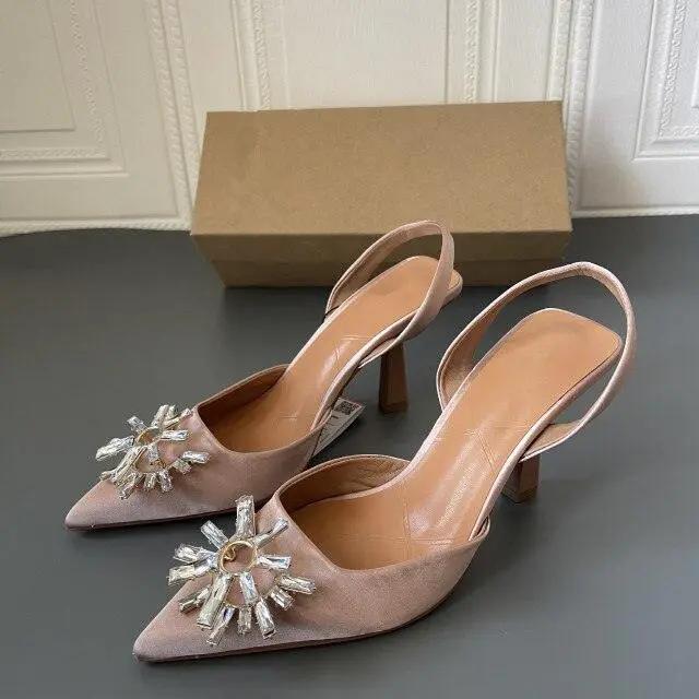 Rhinestone Pointed Toe Slip On Flats for Women